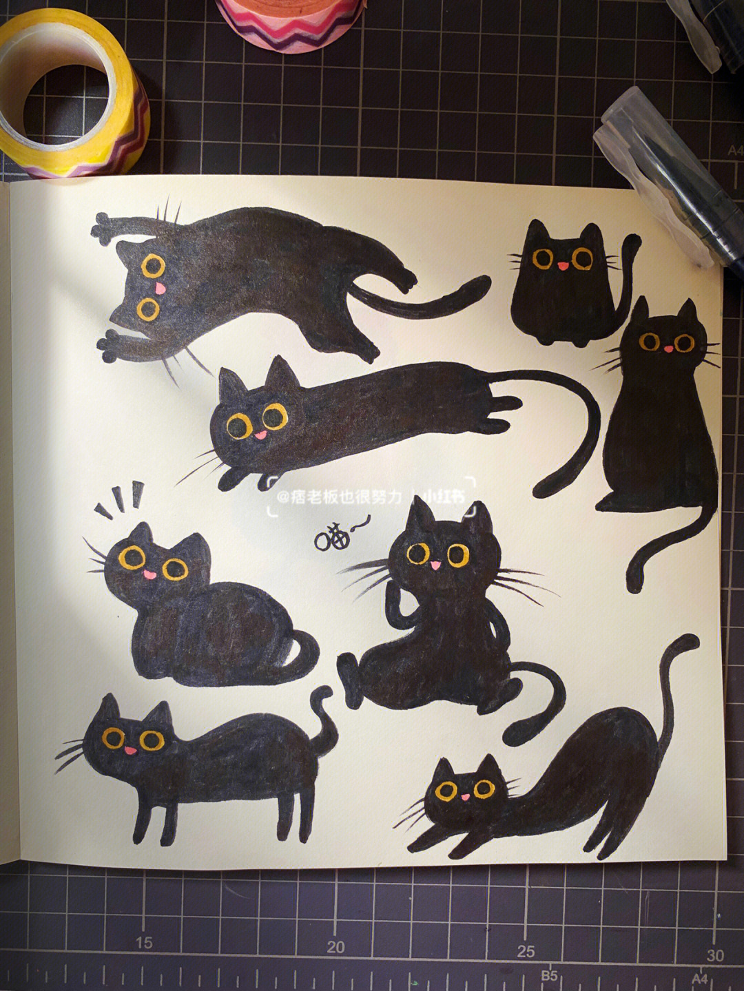 黑猫画 简笔画图片