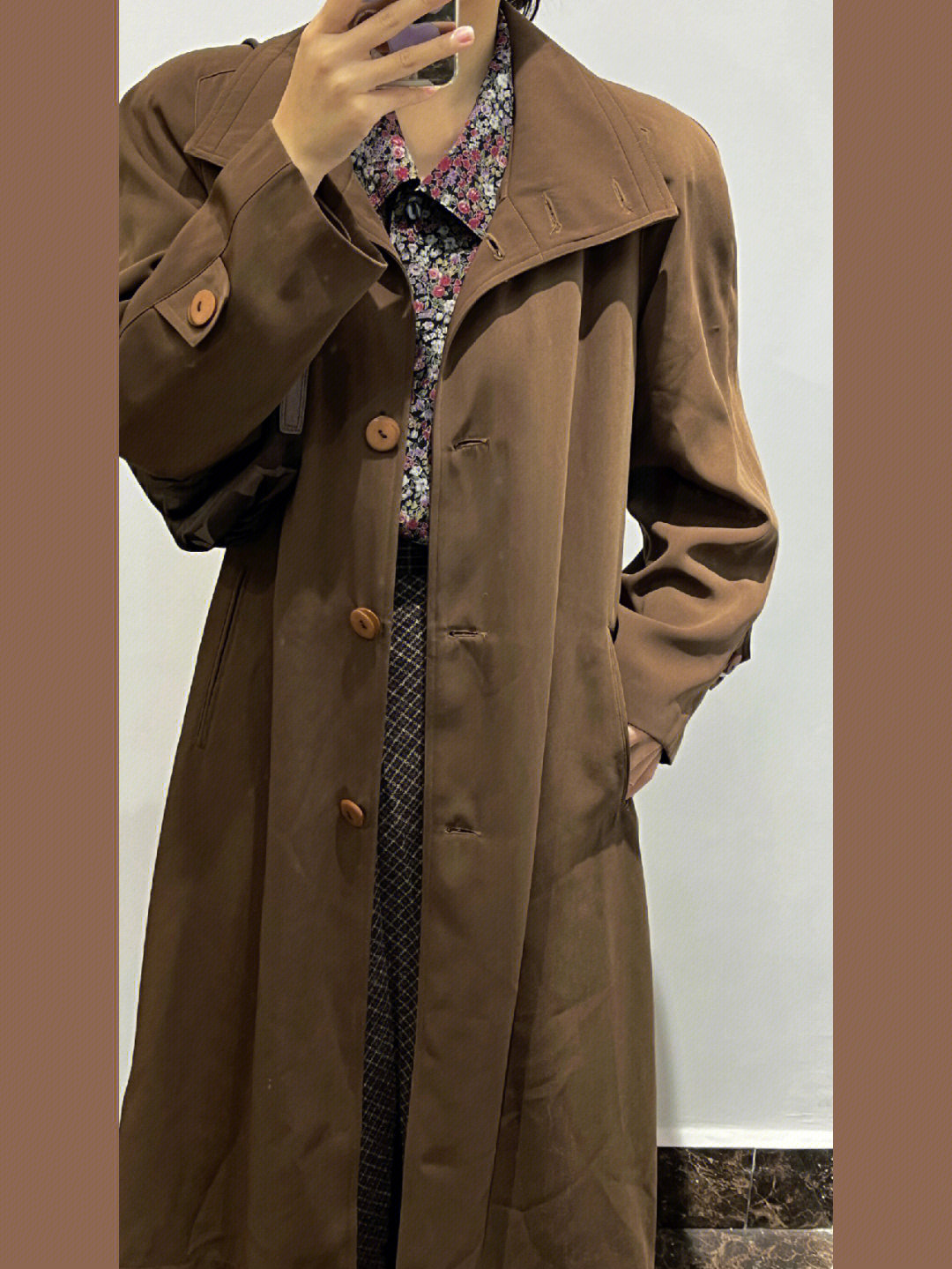 秋冬温暖的棕色咖啡色超长厚风衣 不易皱面料 垂顺 版型一绝 