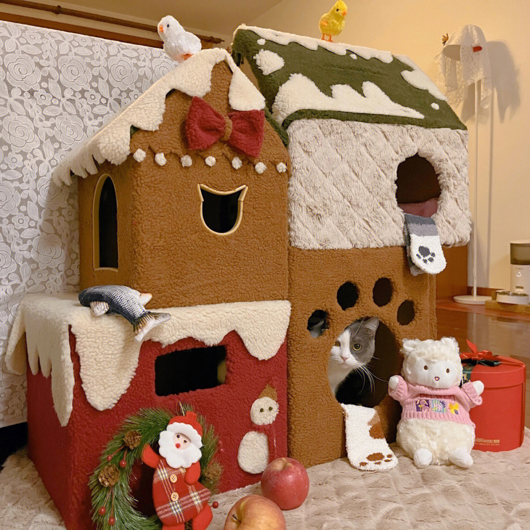 【自制】只要40r用纸箱给猫咪做一个圣诞城堡