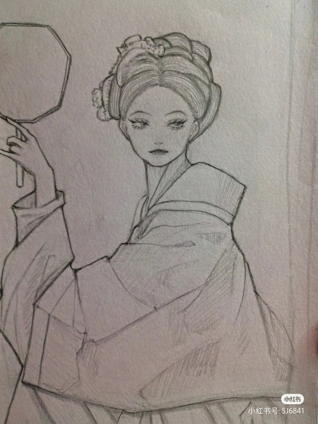 素描画古风女子凄美图片