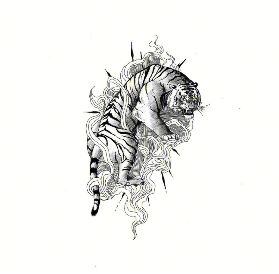 老虎纹身抽象图片