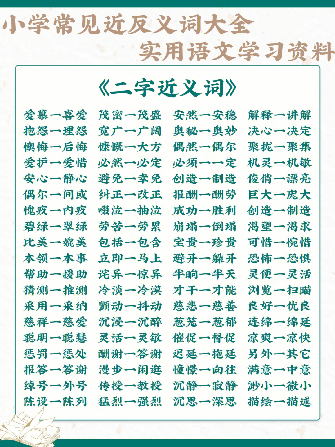 中国语言的博大精深～77本期内容为大家精心准备了近义词和反义词
