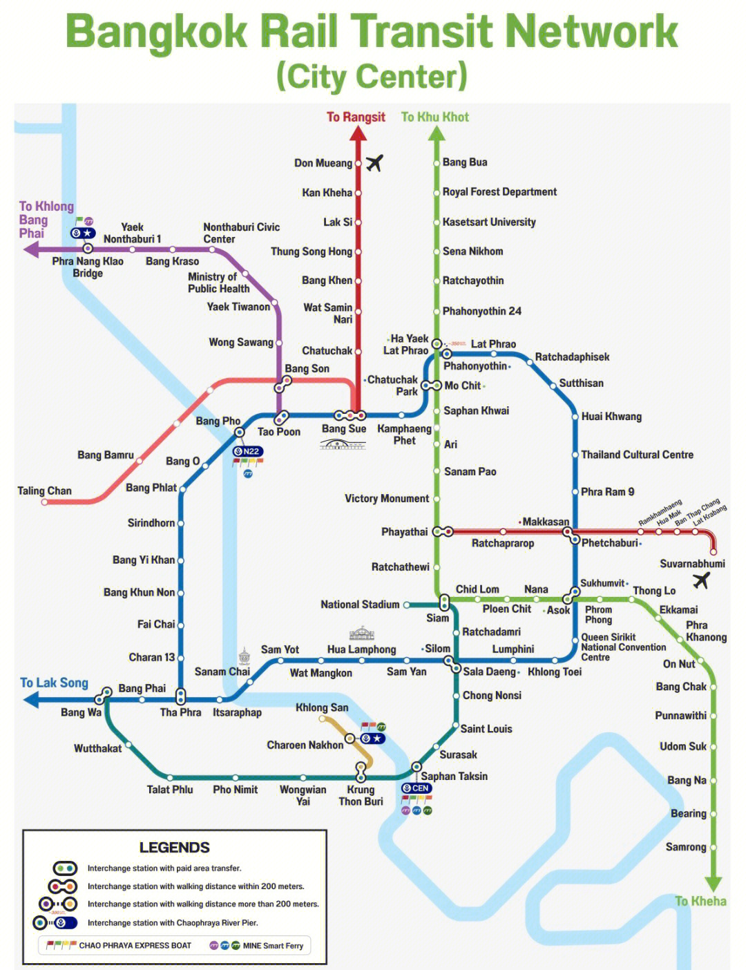 曼谷bts轻轨mrt地铁站图最新超清版