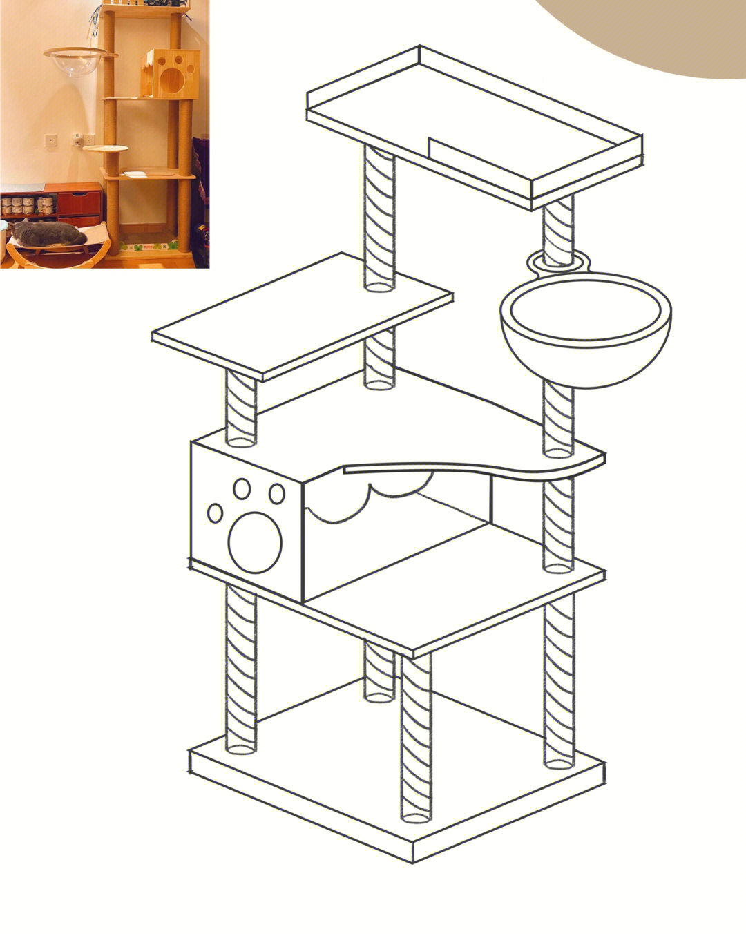 猫爬架简笔画图片大全图片