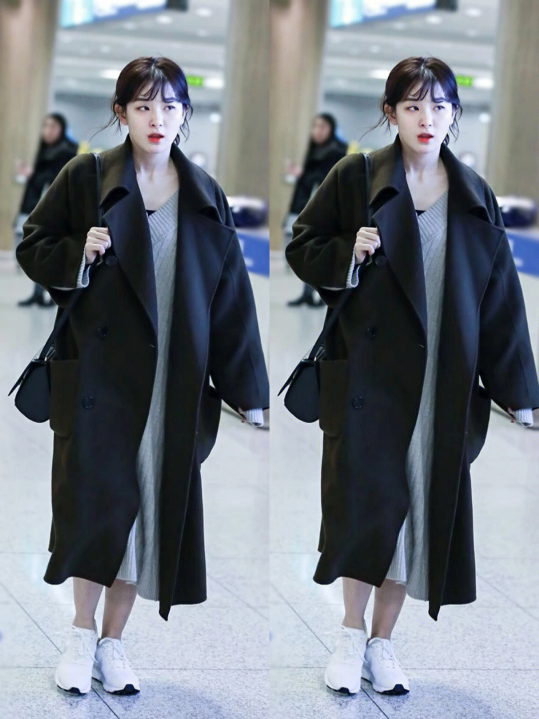 韩国女明星们黑大衣穿搭分享