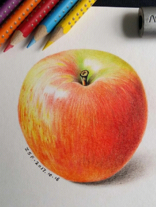 彩铅苹果 临摹图片