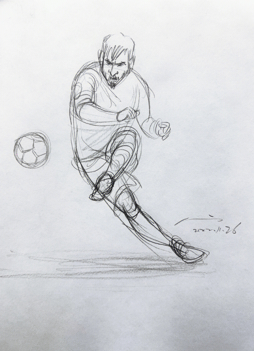 梅西踢球素描图片
