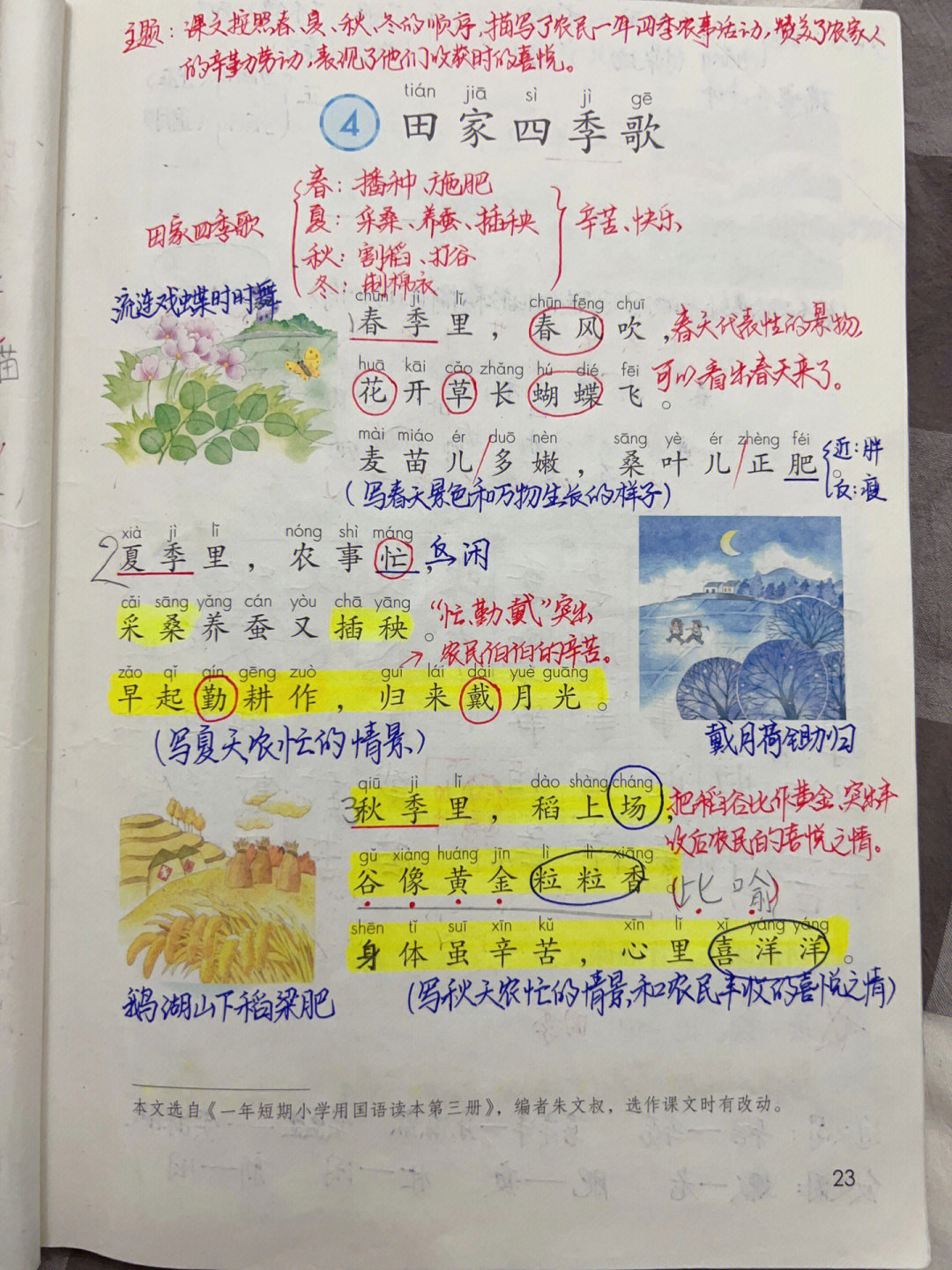 田家四季歌导图怎么画图片