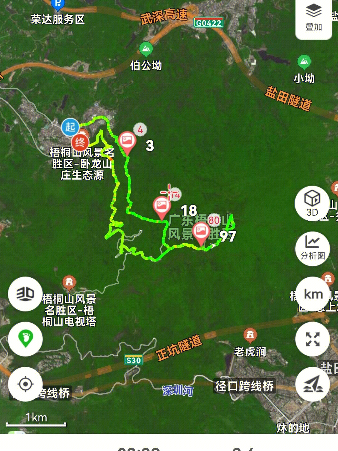 梧桐山泰山涧路线图图片