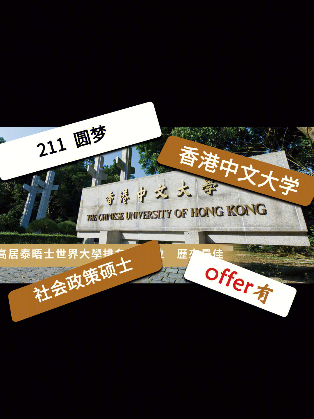 211专业:经济学gpa:87语言:雅思7录取:香港中文大学 社会政策硕士如果