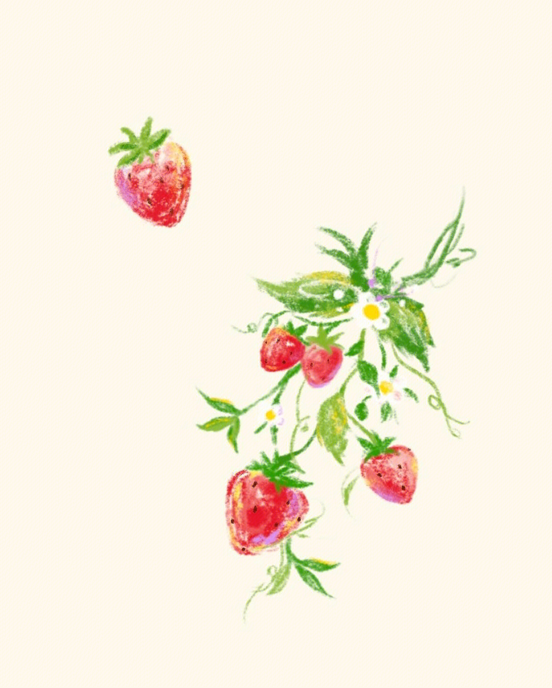 草莓切片手绘图片