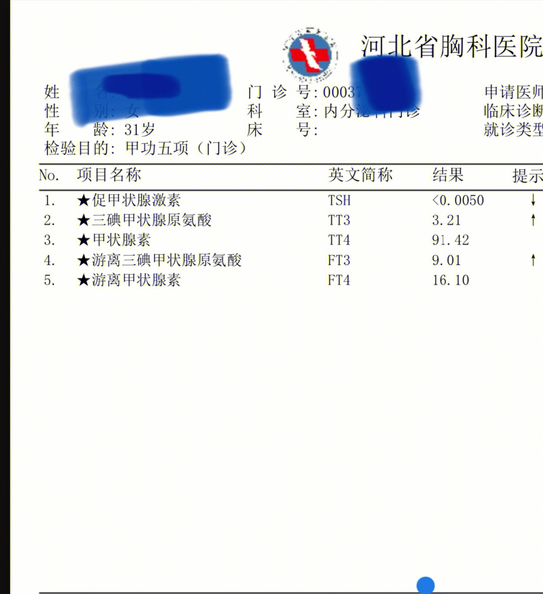 甲状腺抽血化验单图片图片