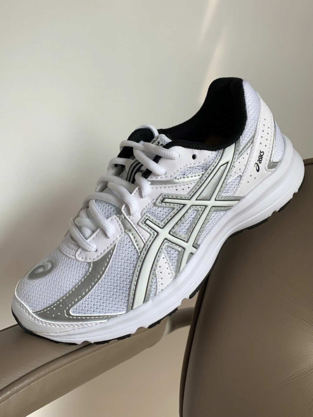 g asics jog 100 s smu 银白色 复古低帮千禧米白慢跑休闲鞋