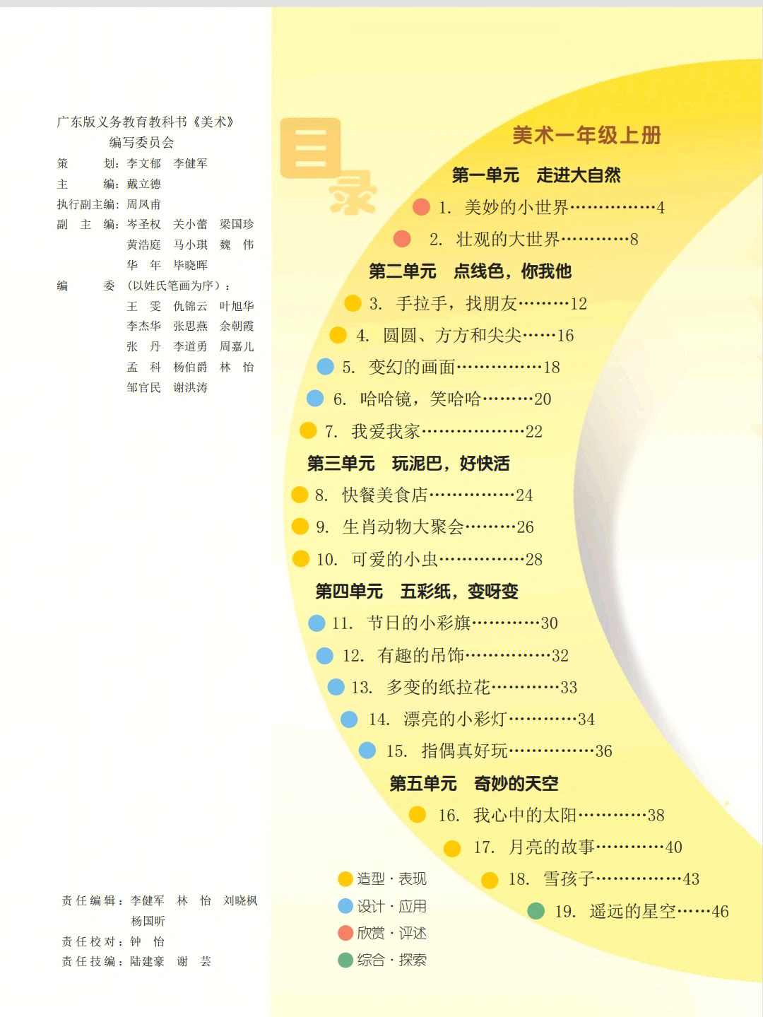 岭南版小学美术教材目录