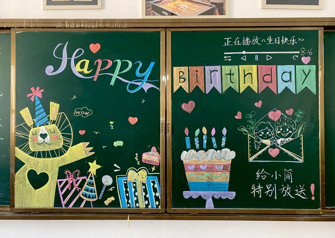 黑板画庆祝同事生日