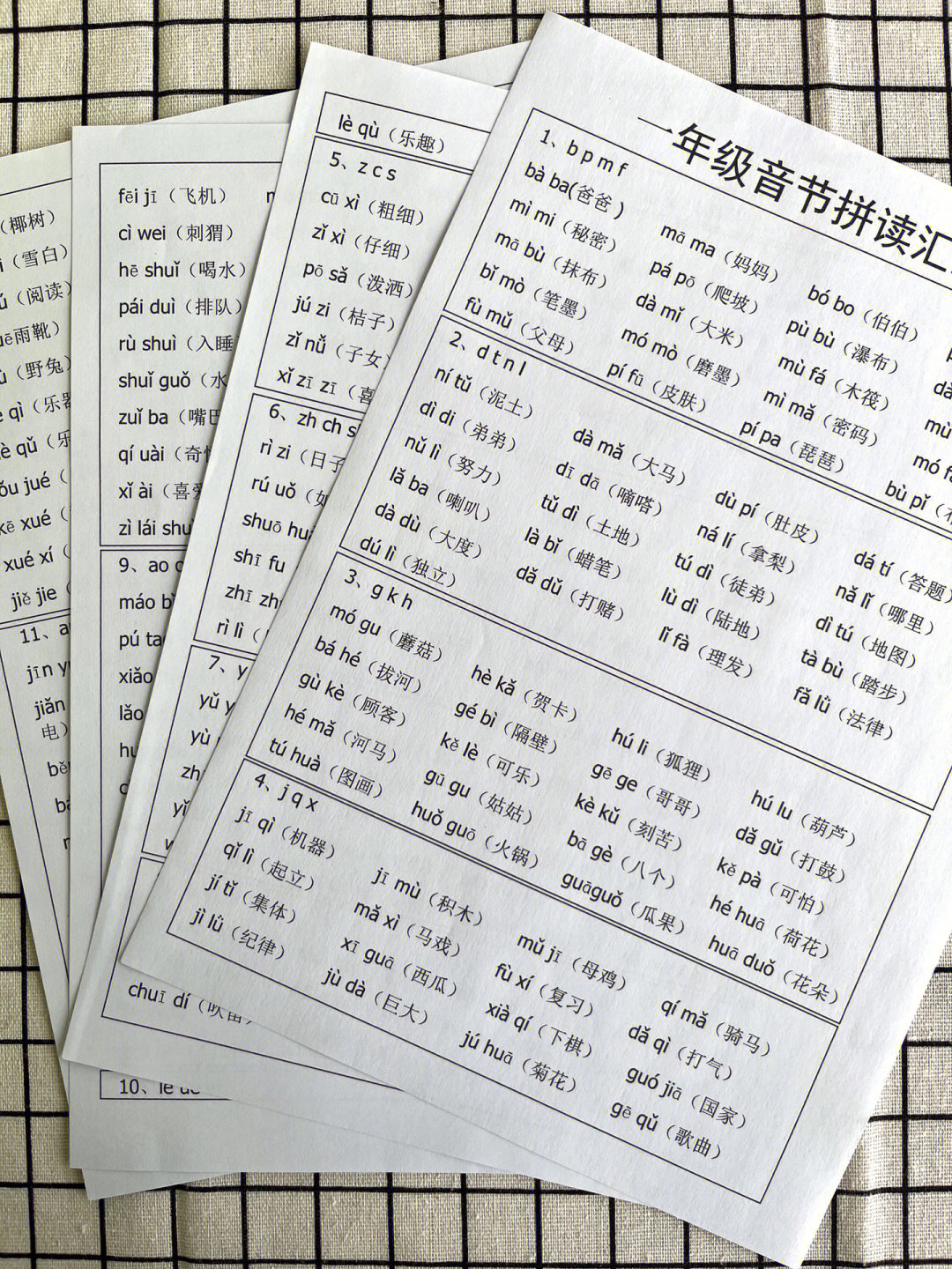 一年级必读语文音节拼读汇总大全