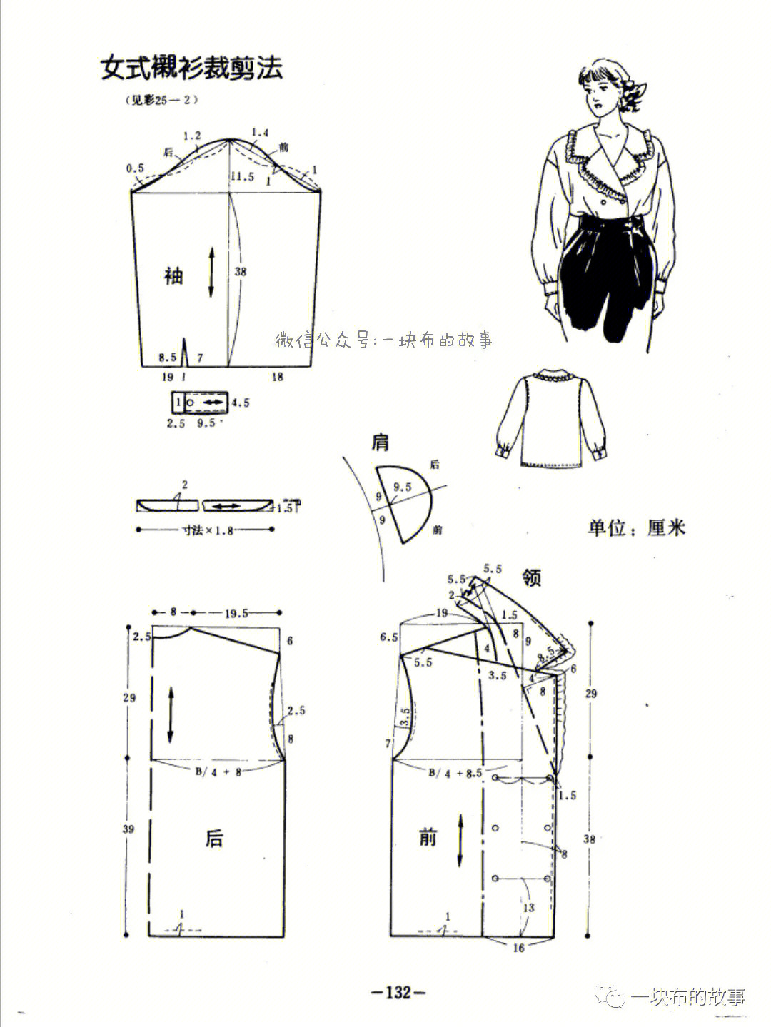 女士长短衬衫裁剪图