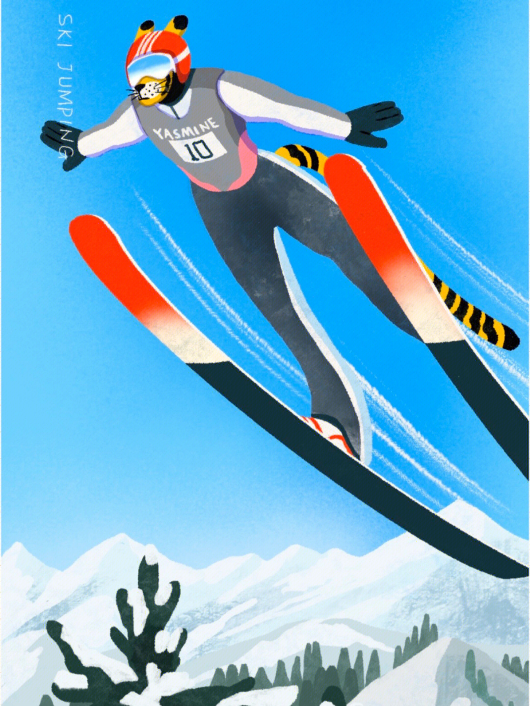 冬奥滑雪绘画图片