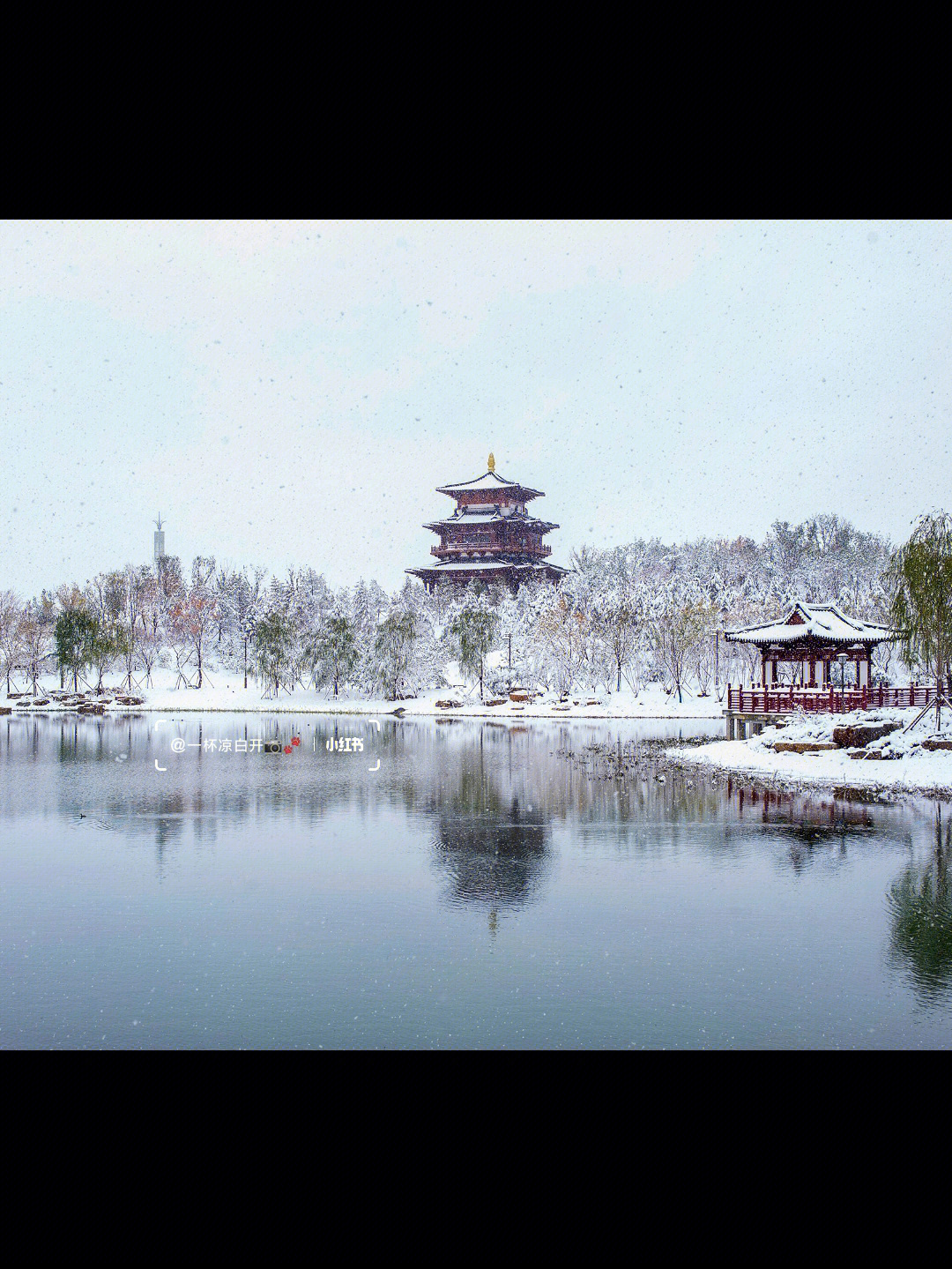 雄安悦容公园下雪了