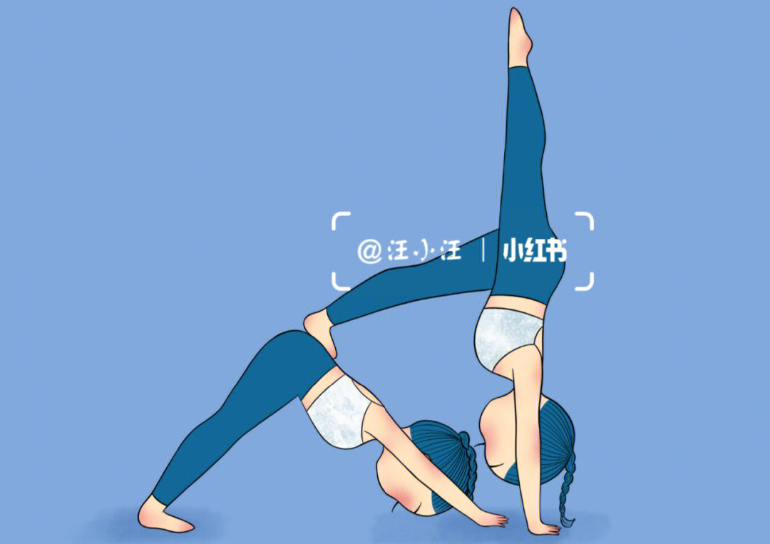 双人瑜伽插画图片