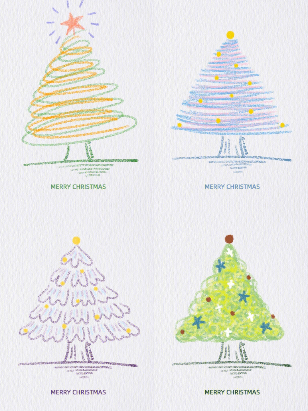 一勺西柚茶圣诞树涂鸦简笔画贺卡礼物图