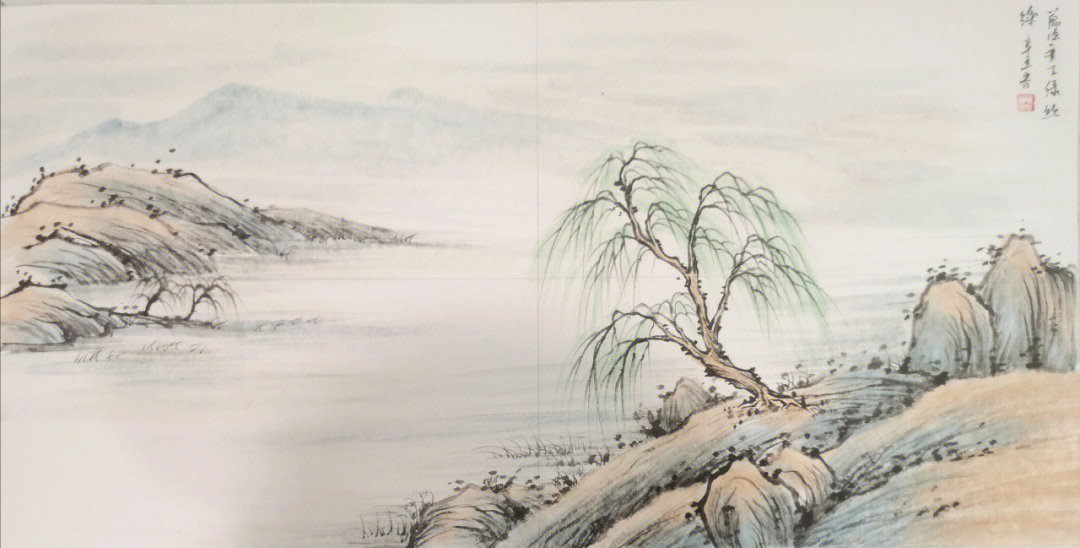 齐白石山水柳树图片