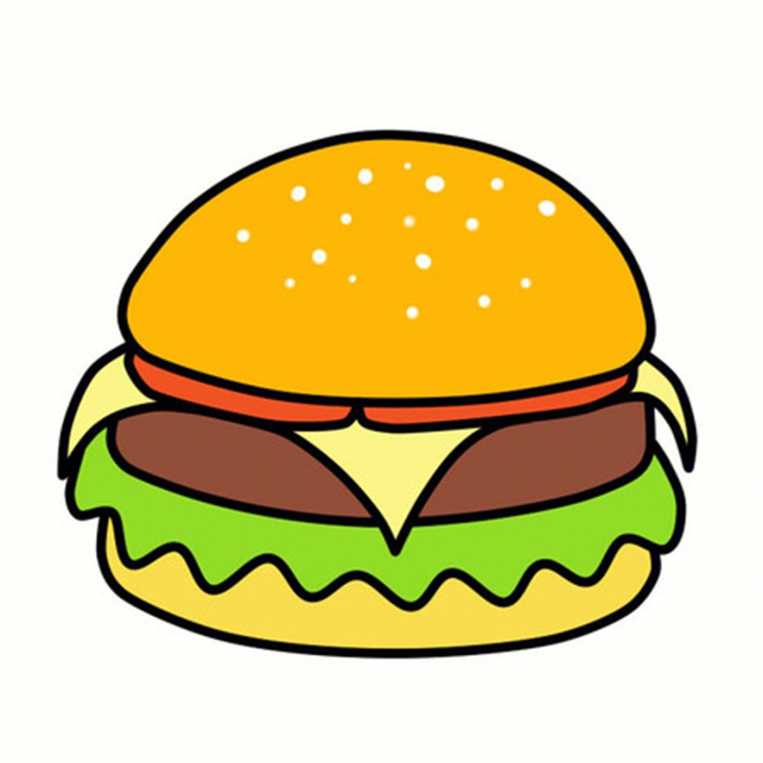 吃汉堡简笔画彩色图片