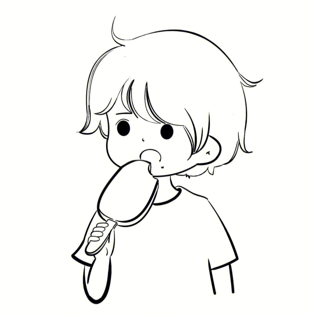 小朋友吃冰激凌简笔画图片