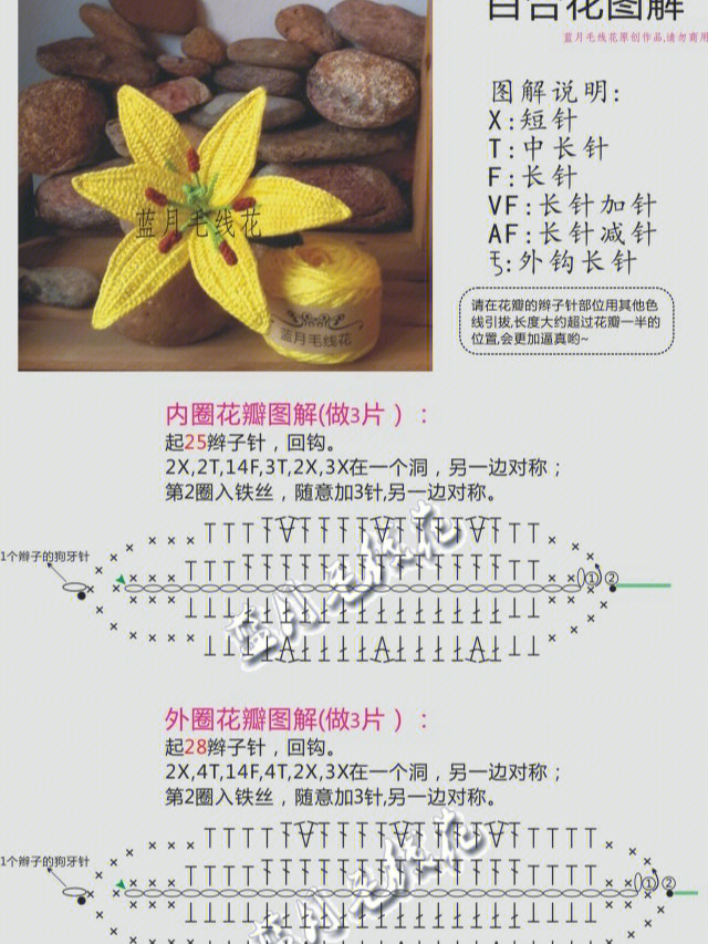 钩针百合花图解图片