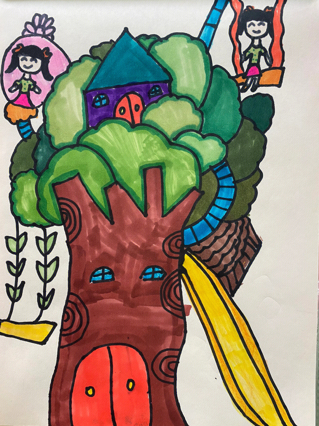 人美版二年级上册大树的故事学生作品