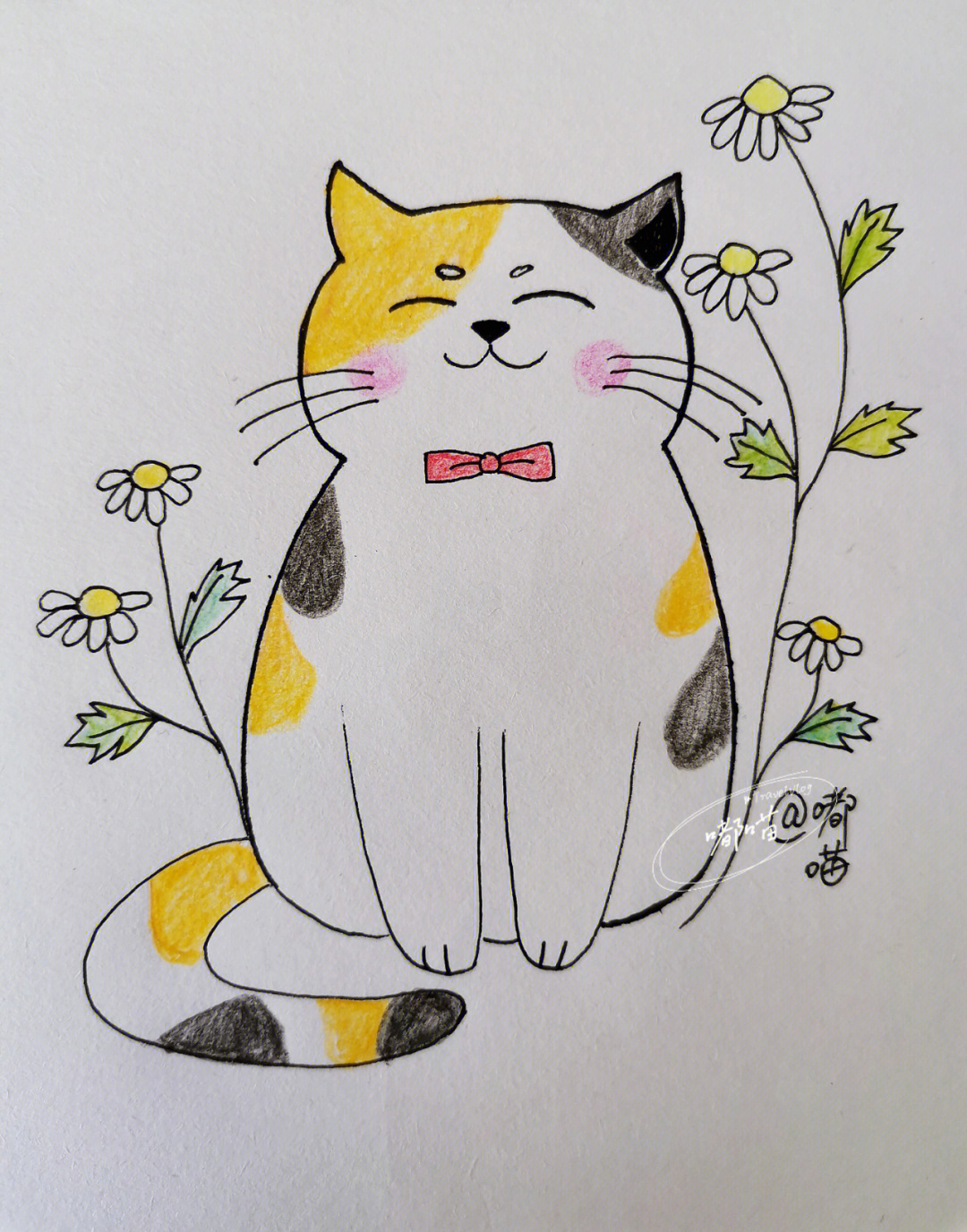 可爱的猫咪简笔画3