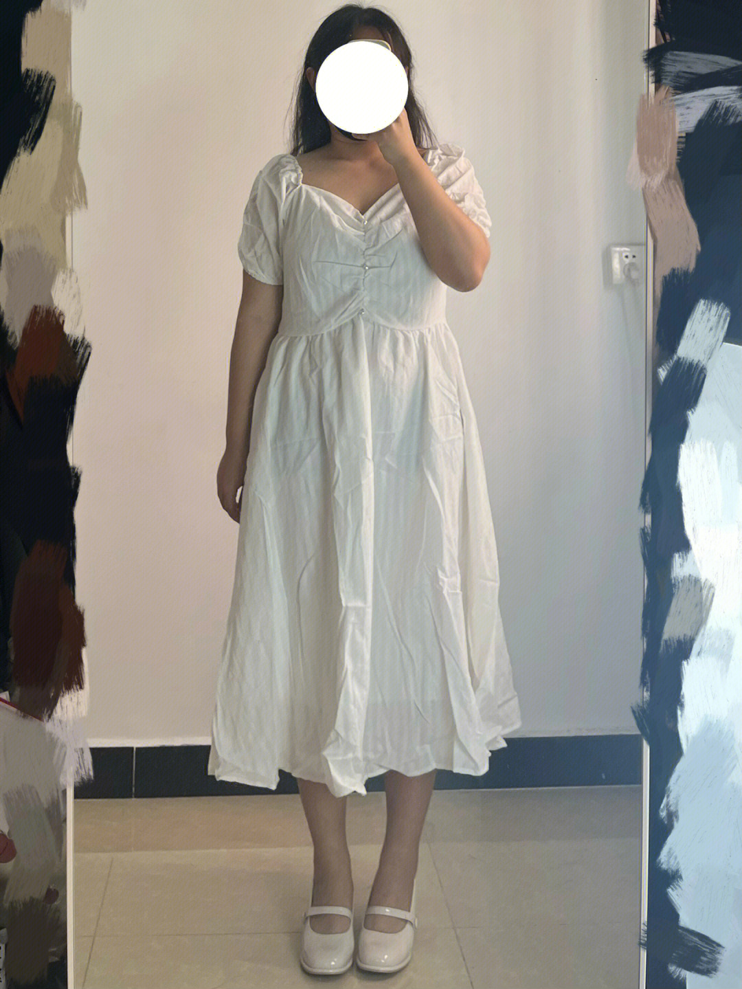 155厘米120斤微胖女孩的纯白色连衣裙
