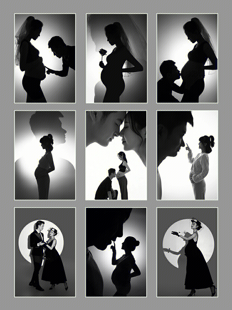 黑白影子孕妇照图片图片