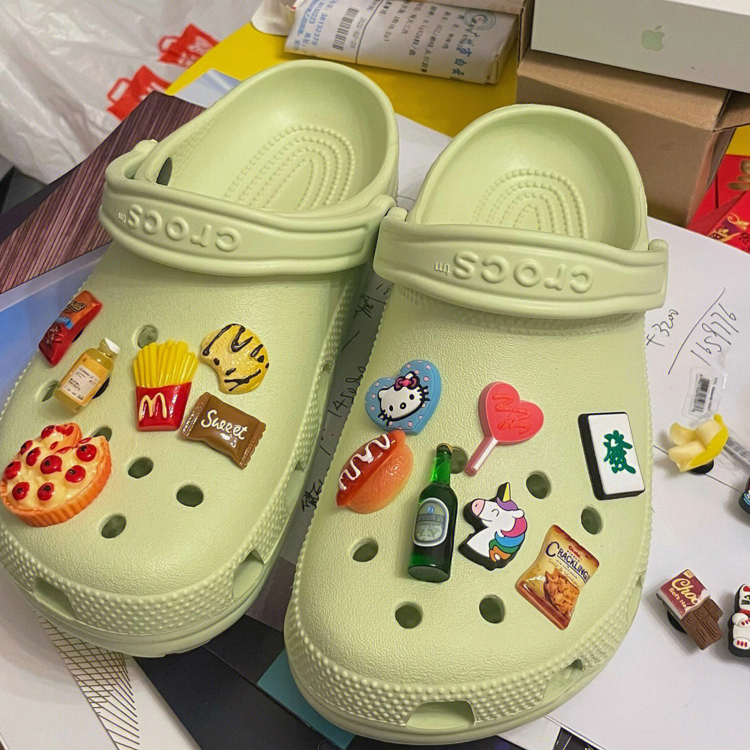 crocs洞洞鞋灰蒙绿diy07