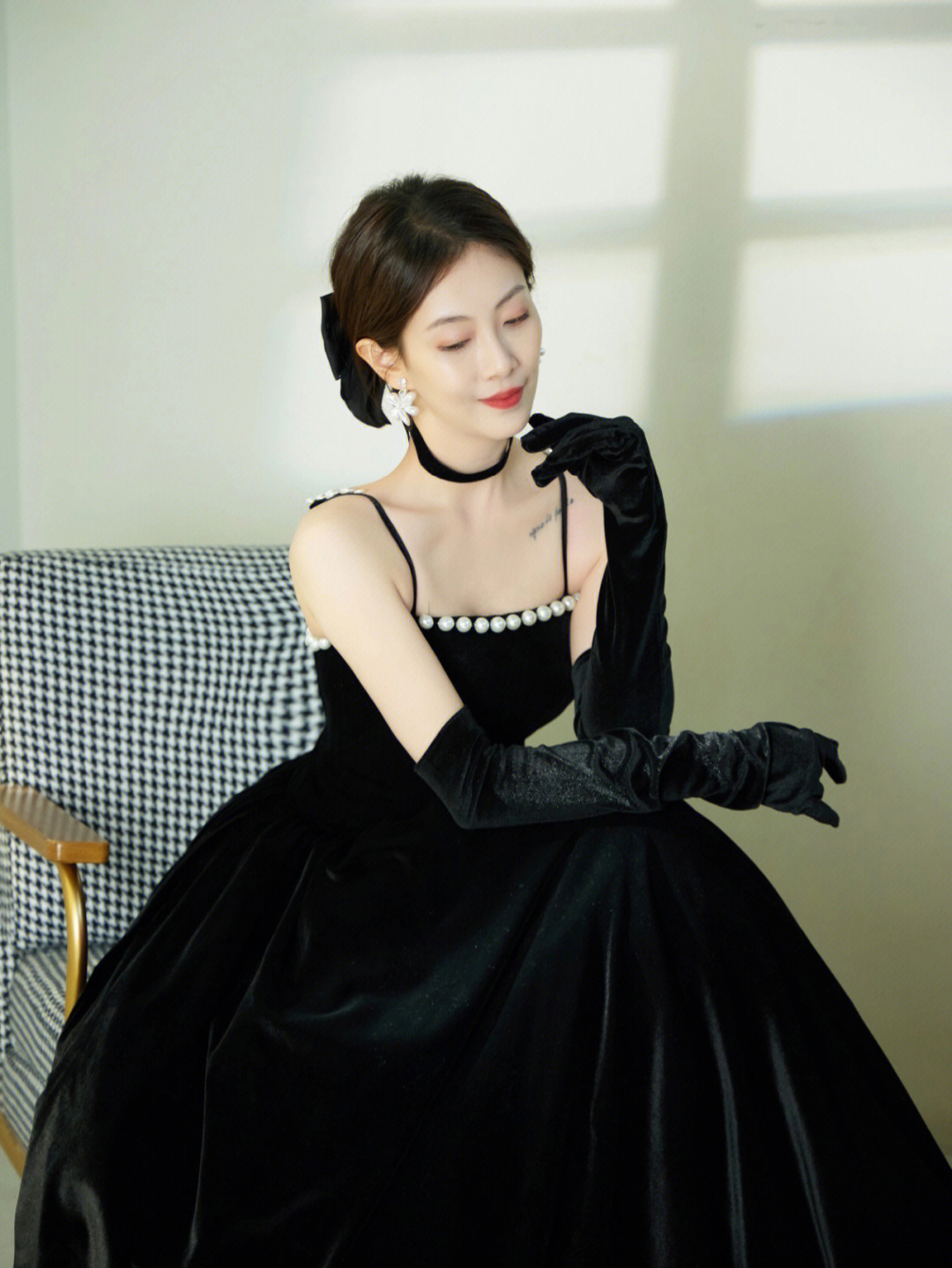 黑色丝绒复古礼服北京婚纱礼服
