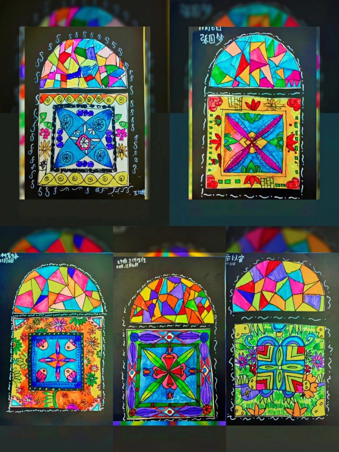 教堂彩窗手绘图片