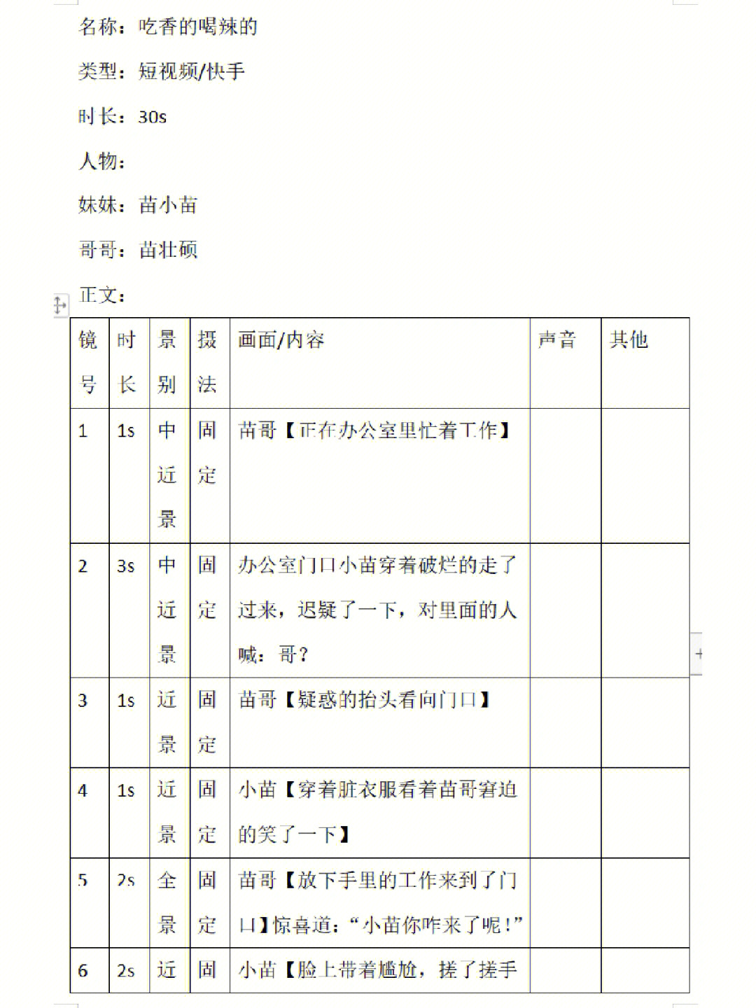 剧情脚本格式模板图片