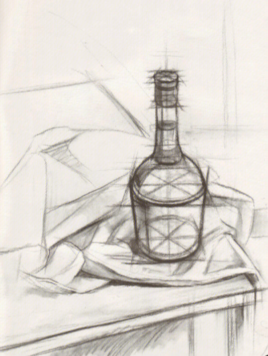 红酒瓶素描步骤图片