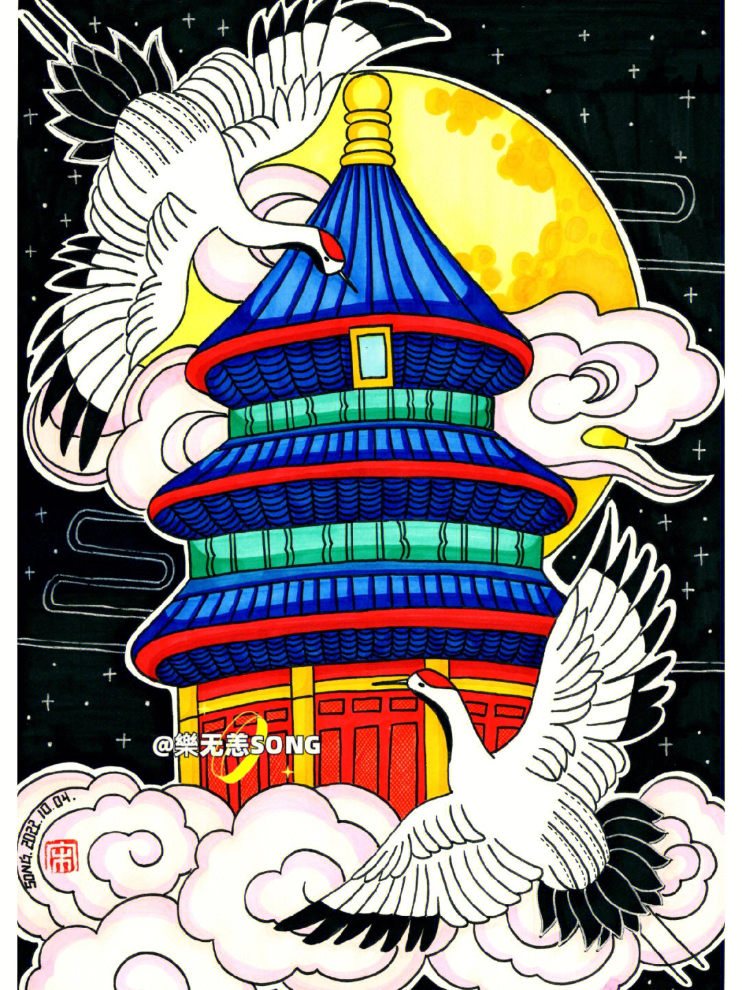 北京祈年殿儿童画图片