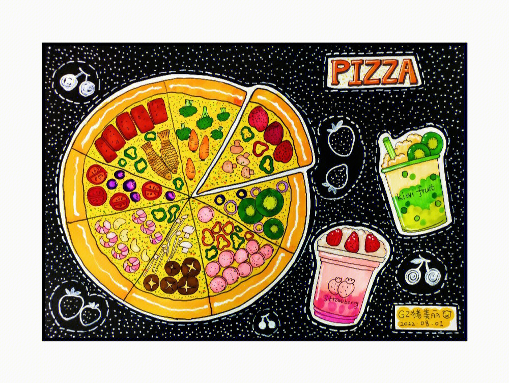 披萨画法儿童画图片
