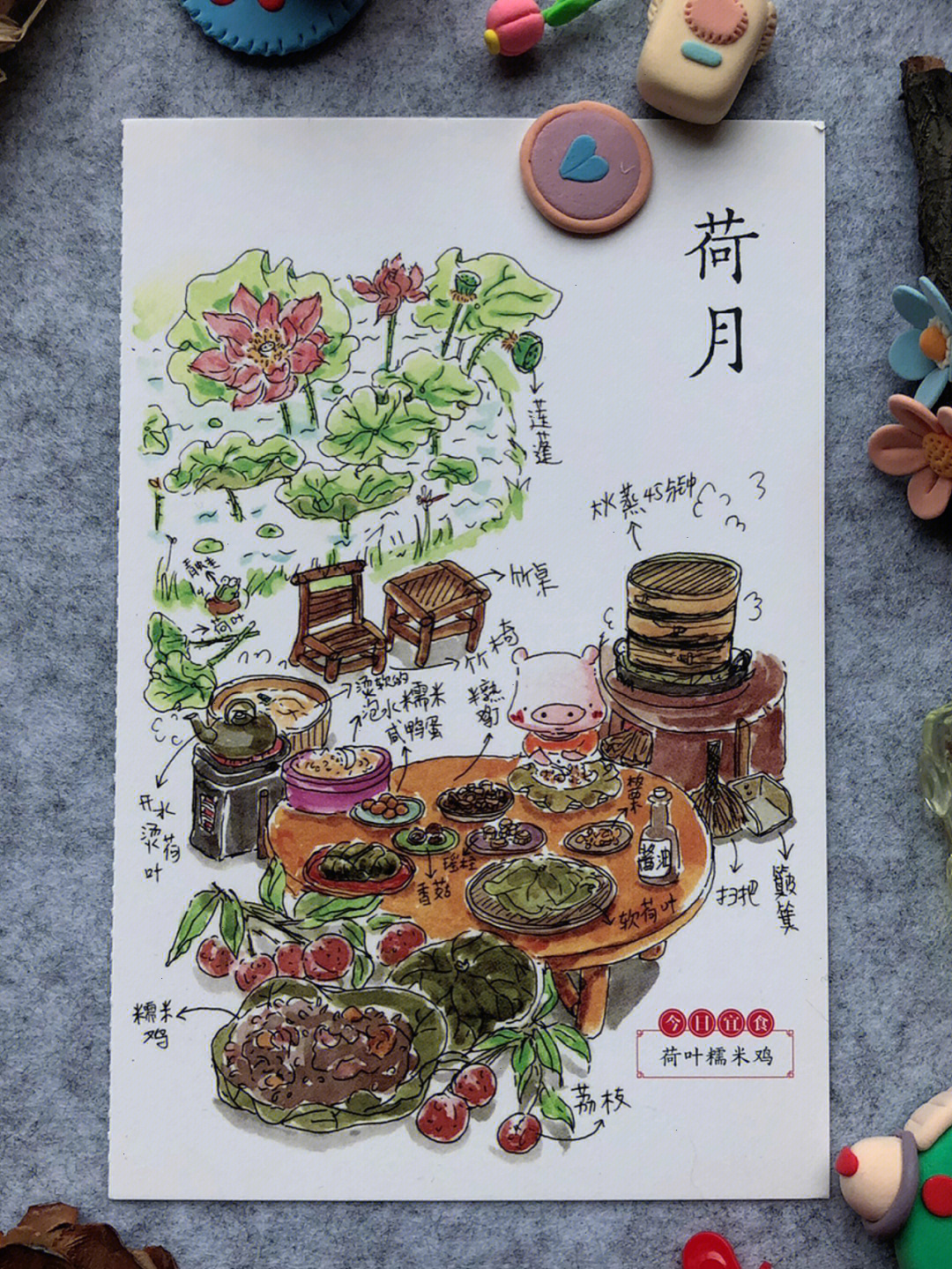 糯米鸡插画图片