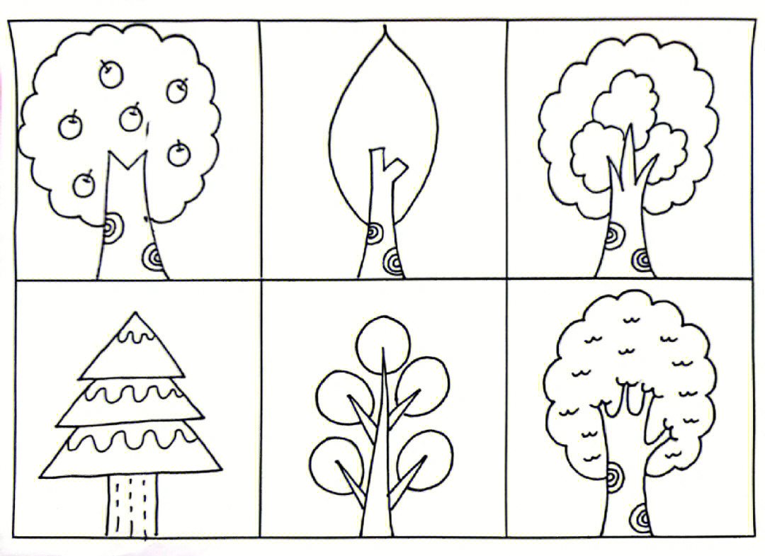 五棵树简笔画图片