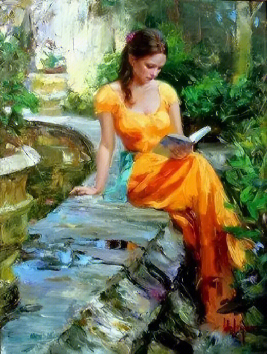 女性人物油画作品欣赏认真读书的时候最美