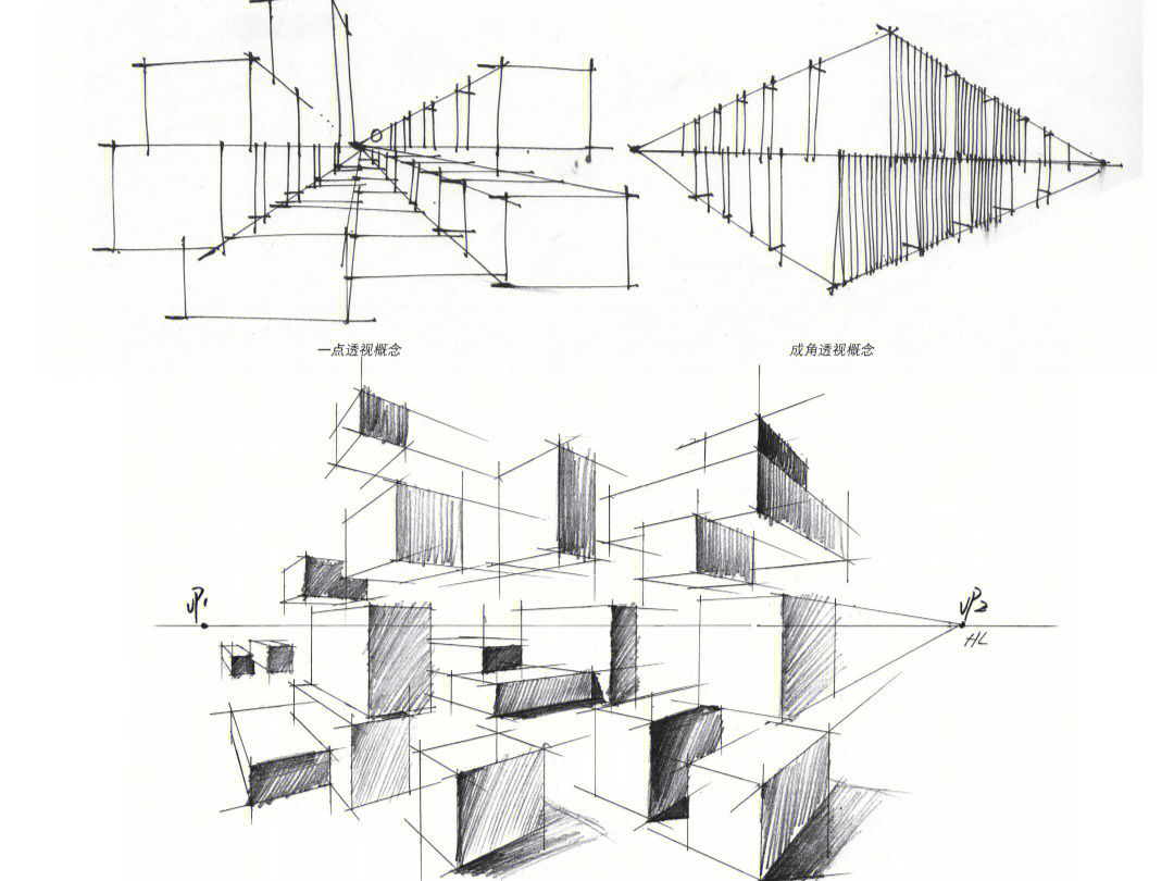 了解空间透视形成的原理,掌握透视空间的画