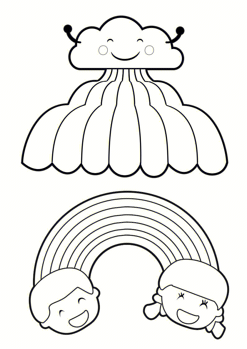 彩虹幼儿涂色篇可打印素材涂色素材