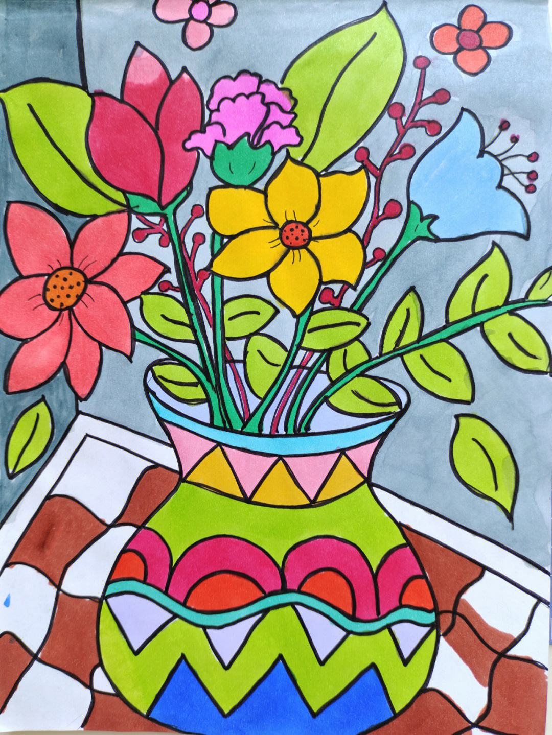 花瓶和花的画法图片