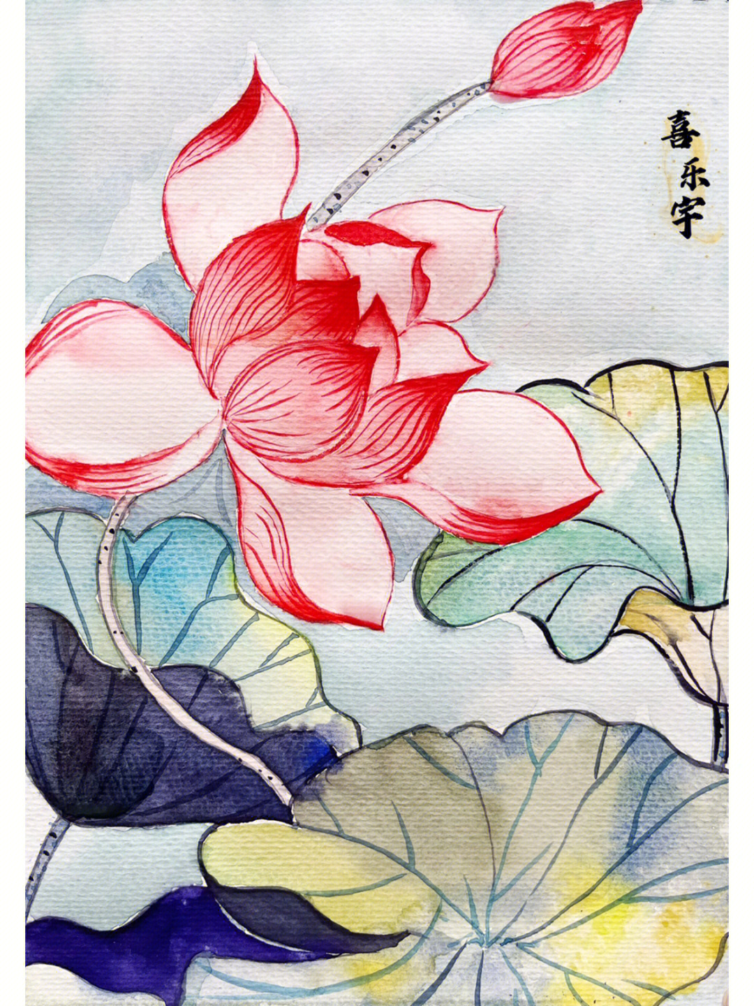 绘画水彩莲花2