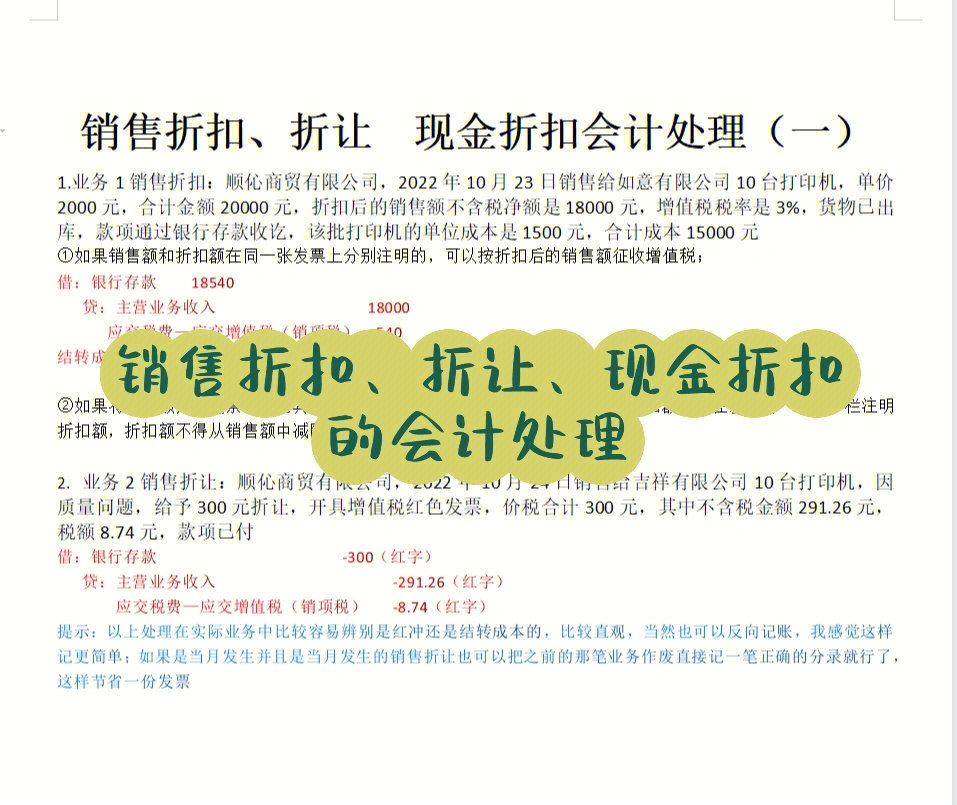 销售折扣折让现金折扣在实际业务中的处理