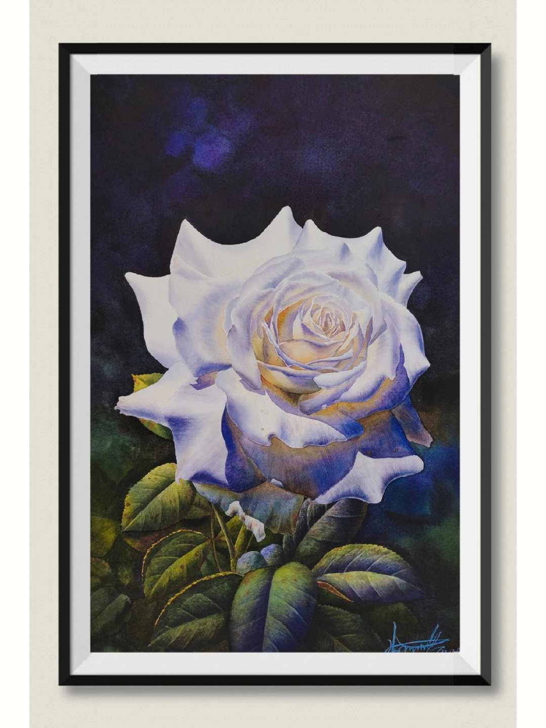 白玫瑰花丛是谁的画图片