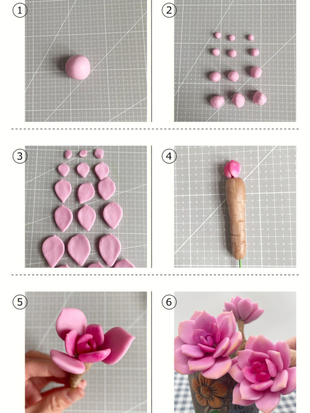 粘土多肉花盆制作过程图片
